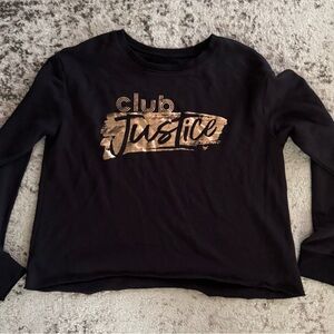 Justice Active girls 22 plus cropped fleece black rose gold sweatshirt